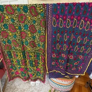 Indian Phulkari Hand-Embroidered Dupatta Scarf | Artisan Textile from India